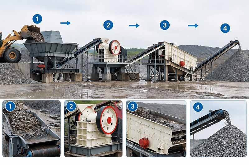 crushing wet sticky material